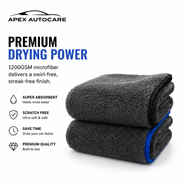 Apex UltraDry 1200GSM Premium Microfiber Car Drying Towel