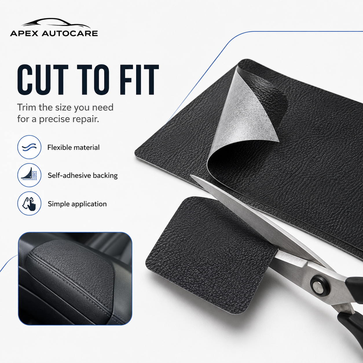 Apex AutoCare Leather Repair Patch – Self-Adhesive Automotive Seat Fix
