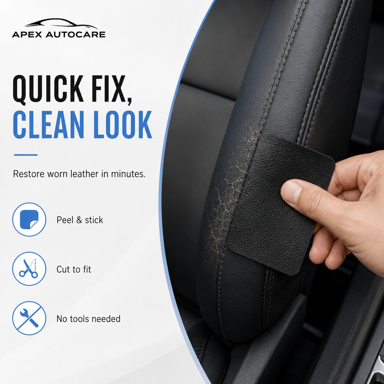 Apex AutoCare Leather Repair Patch – Self-Adhesive Automotive Seat Fix