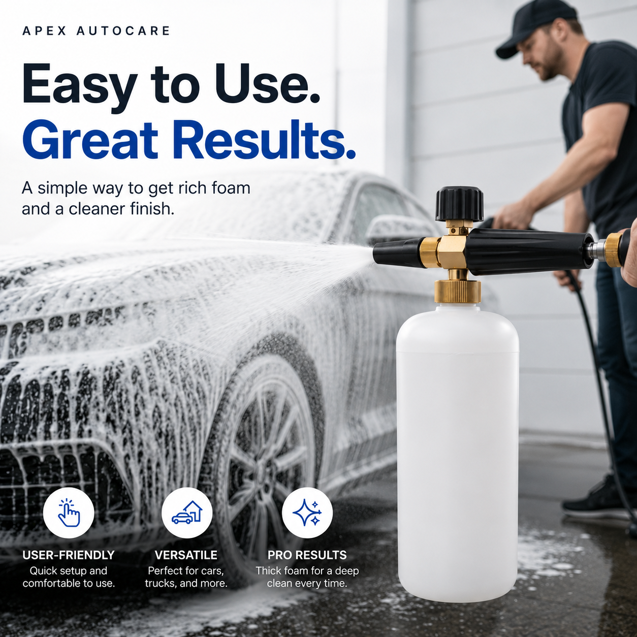 Apex Foam Cannon Pro – Adjustable 1L High-Pressure Foam Gun (1/4 Quick Connect