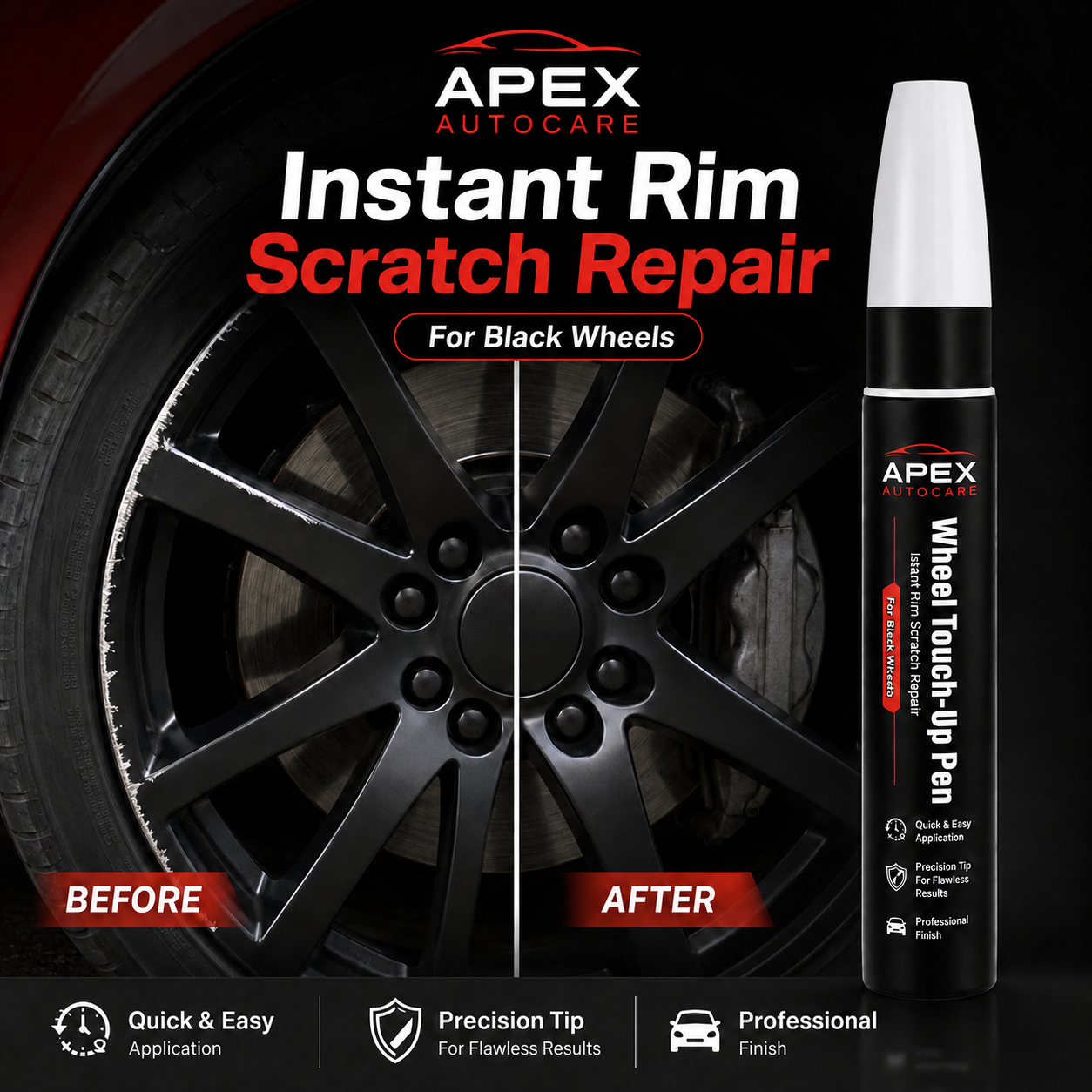 Apex AutoCare Wheel Touch-Up Pen – Instant Rim Scratch Repair
