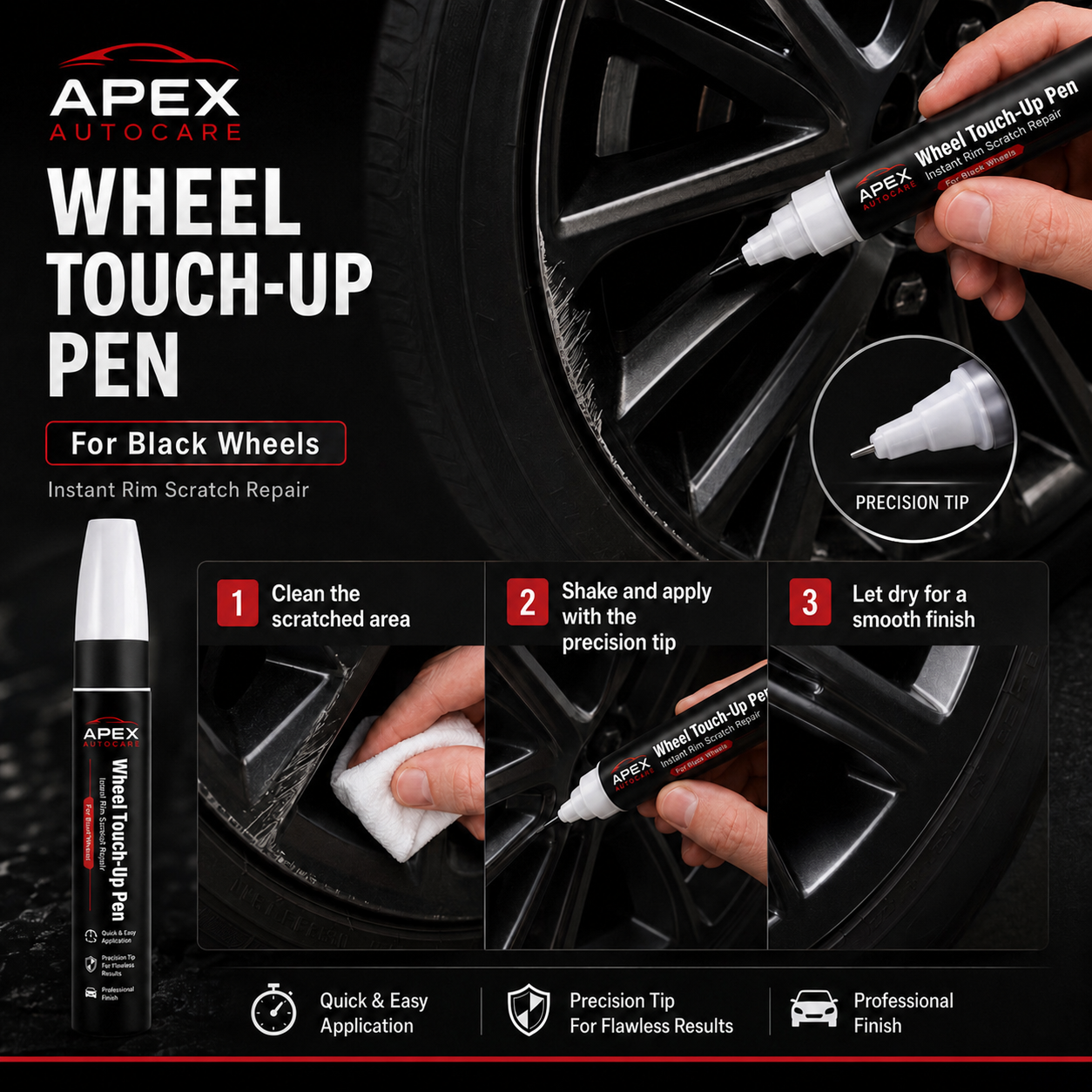 Apex AutoCare Wheel Touch-Up Pen – Instant Rim Scratch Repair