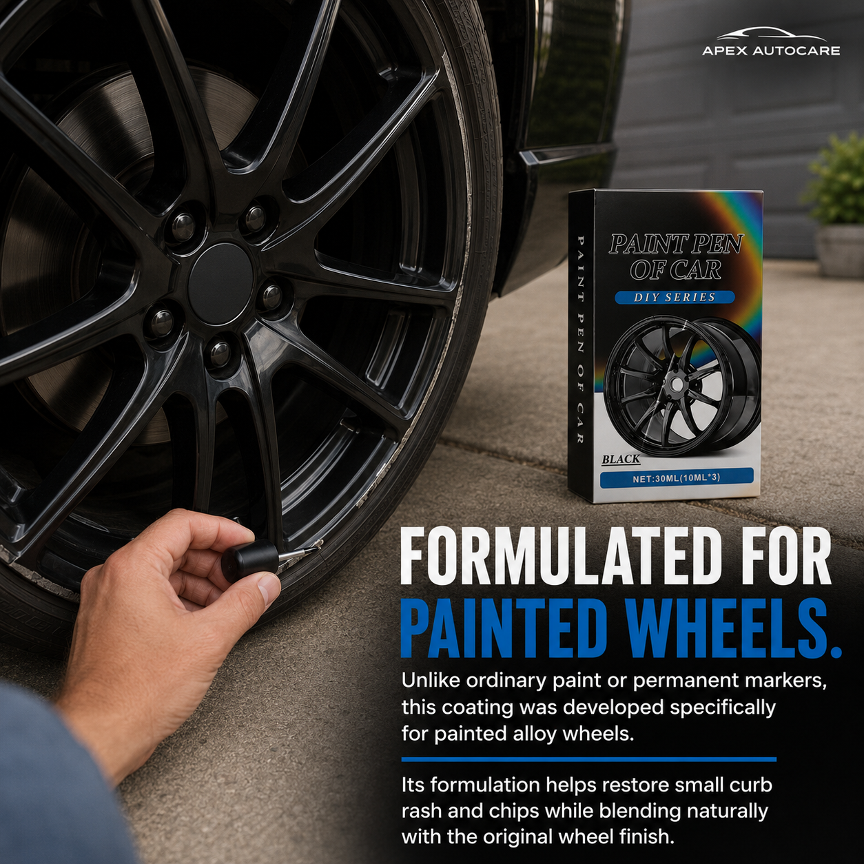 3-Piece Gloss Black Wheel Touch-Up Pen Set