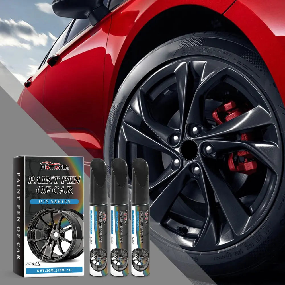 1/2/3Box Car Wheel Scratch Repair Paint Black Pen Set Professional Car Rim Scuff Remover Pen Black Wheels DIY Touch-Up Paint Kit
